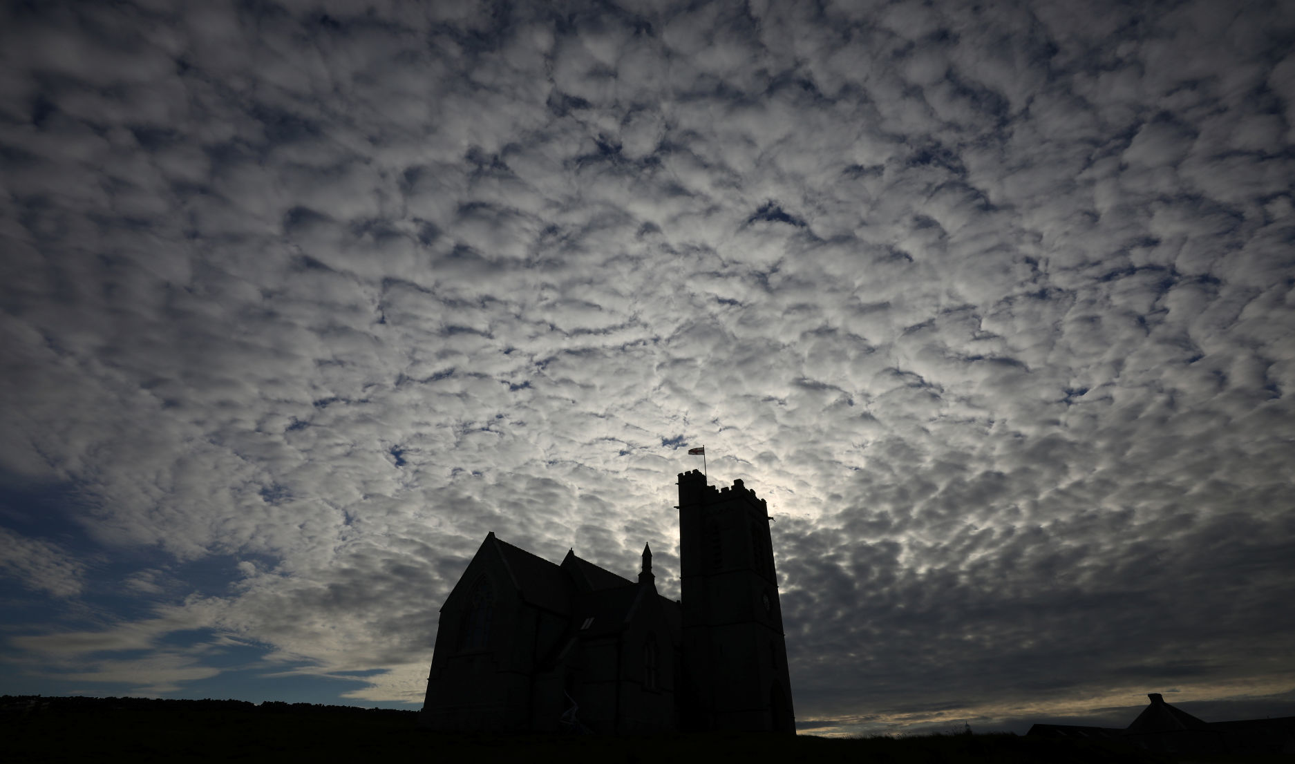 Clouds are seen above St Helen's Church during the Cloud Appreciation Society's gathering in Lundy